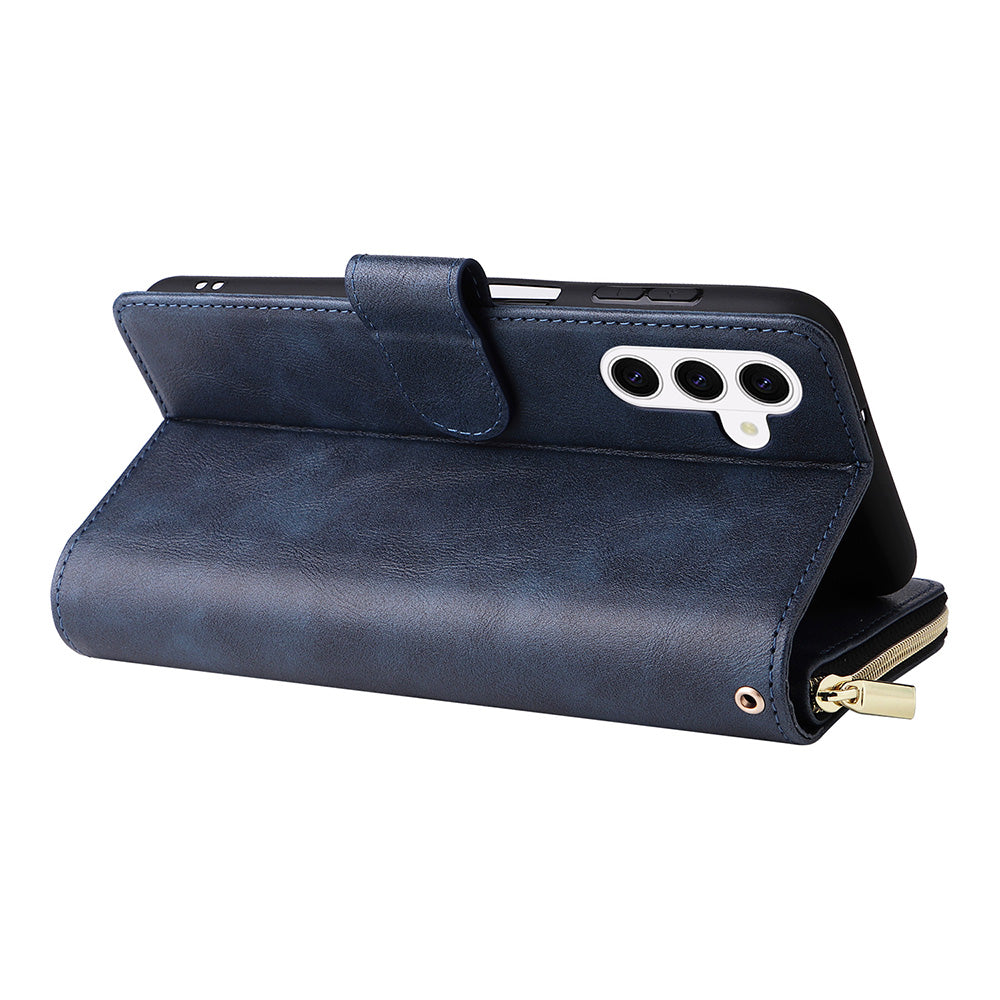 Wallet Leather Flip Cover for Samsung S26 Series with Card Slots Kickstand-Blue