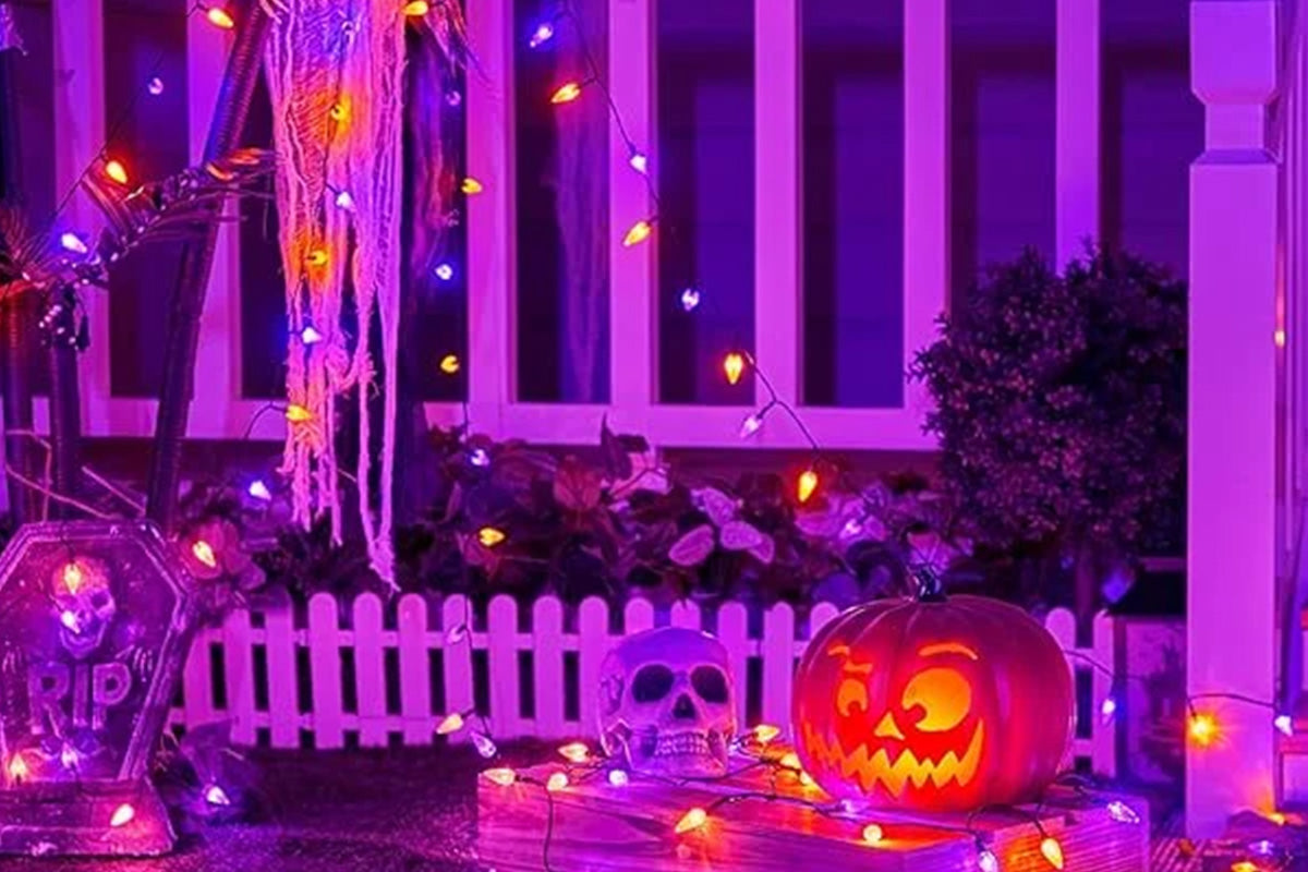 7M Solar Strawberry String Lights Waterproof Christmas Decor-Purple and Orange