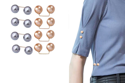 8Pcs Brooches Anti-Reveal Neckline Double Headed Artificial Pearl Curved Pin-ST5