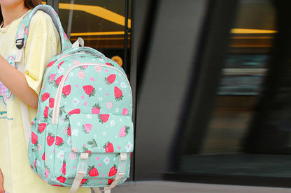 3Pcs Set Kids Backpack With Lunch Bag Pencil Bag Nylon Lightweight School Backpack-Light Green