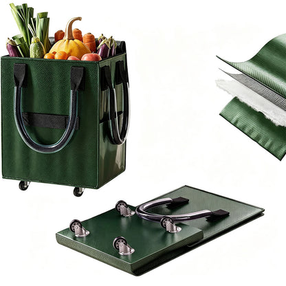 Reusable Grocery Bag Foldable Rolling Shopping Tote Bag - Green