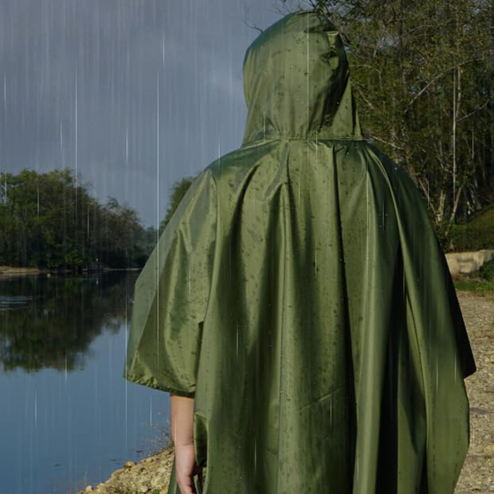 3 in 1 Portable Rain Poncho Waterproof Lightweight Emergency Raincoat with Pocket-Green