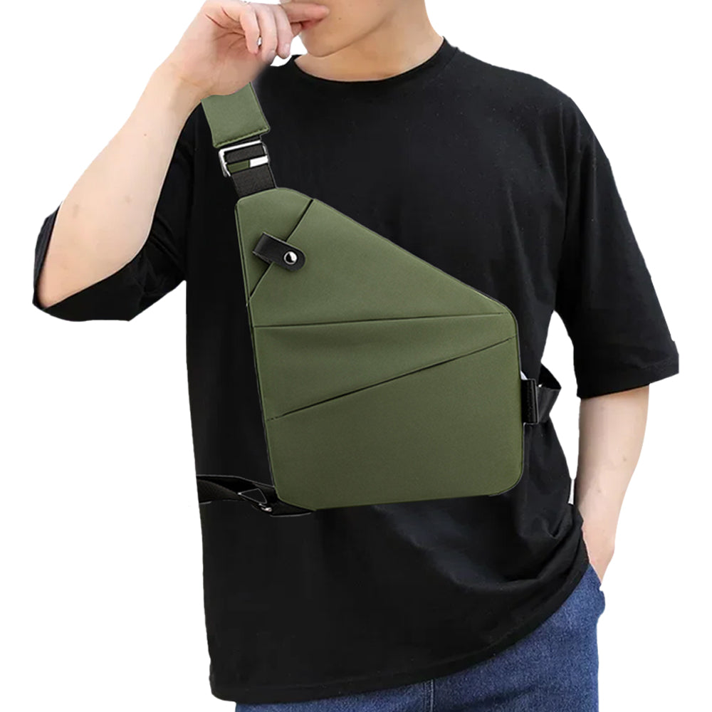 Men Anti-Theft Chest Pack Left Shoulder Sling Bag Travel Crossbody Bag Green