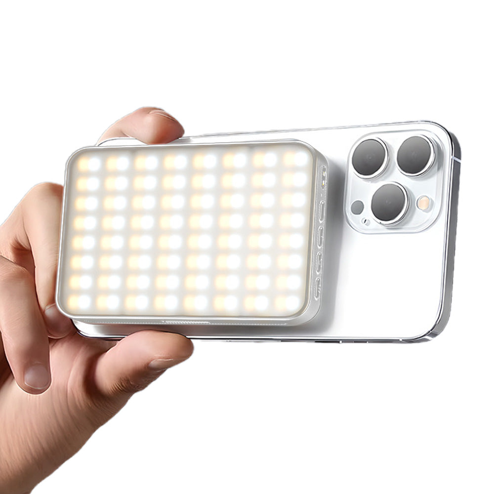 Portable Selfie Light USB-Rechargeable LED Phone Light for Video Makeup Live Stream White