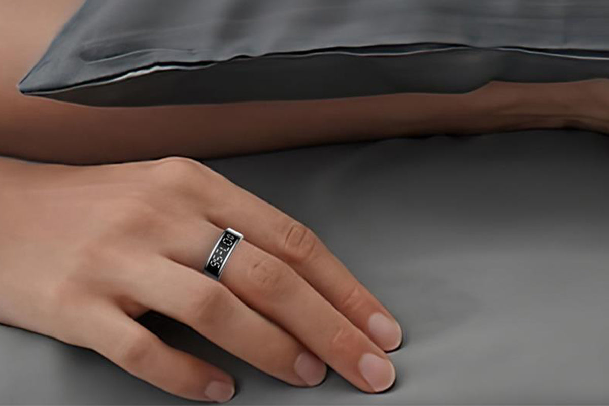 Smart Ring Health Tracker Waterproof Fitness Rings for Heart Rate Sleep-Silver