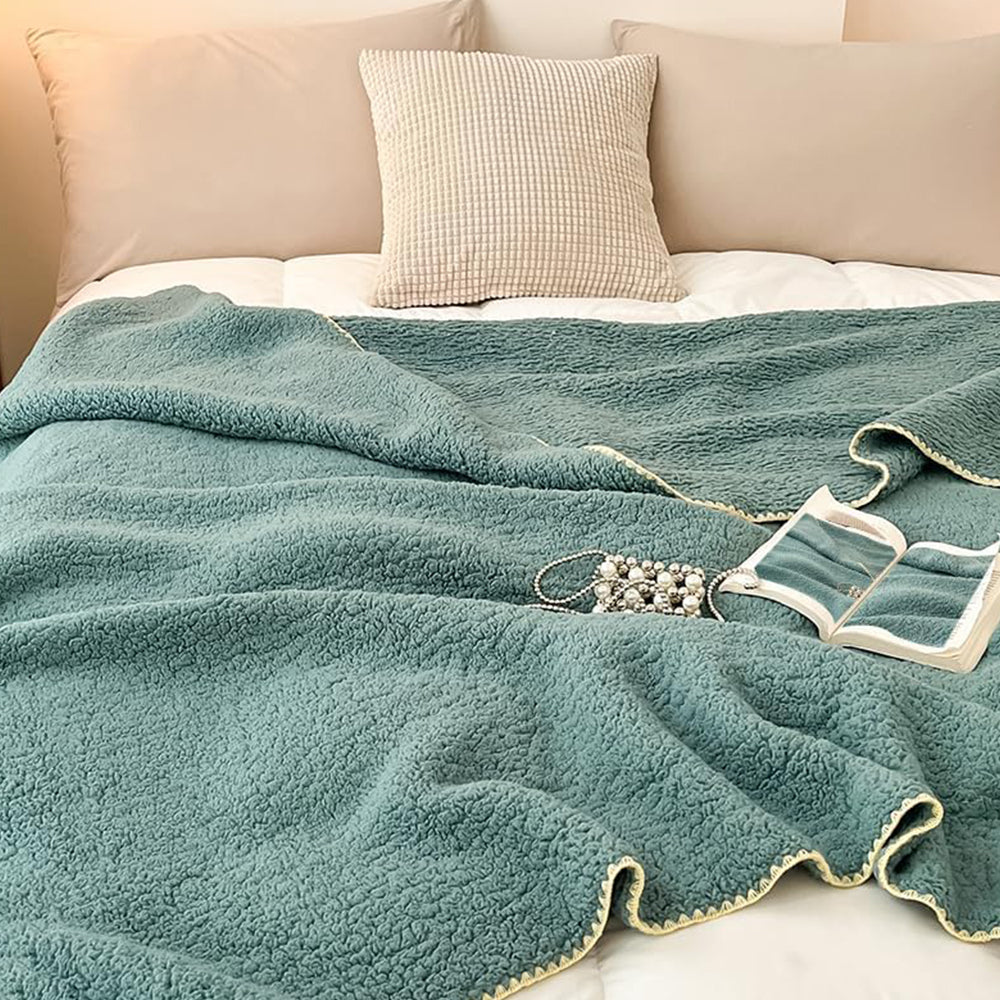 Sherpa Throw Blanket Winter Fuzzy Throws Cozy Blanket Green