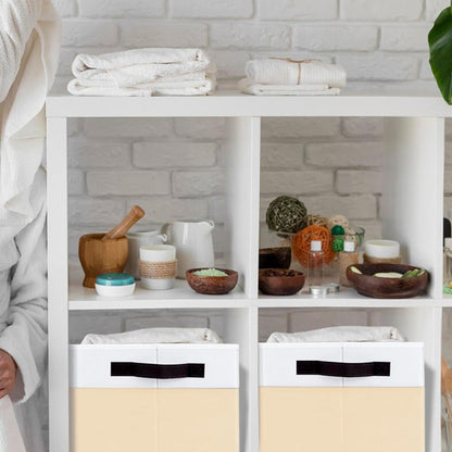 2Pcs Foldable Storage Bins Large Closet Storage Baskets for Clothes Blanket Beddings Towels Beige