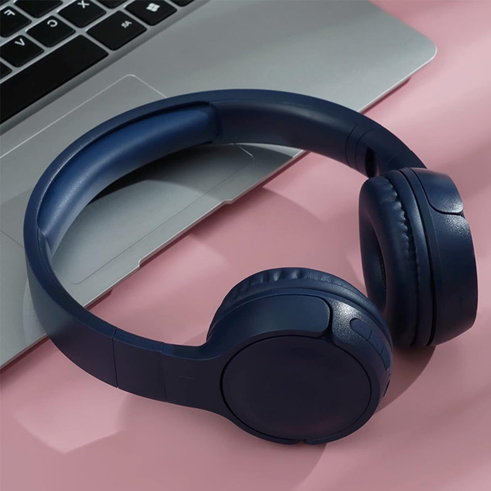 Rechargeable Bluetooth Wireless Headphones On-Ear Stereo Headset Navy Blue