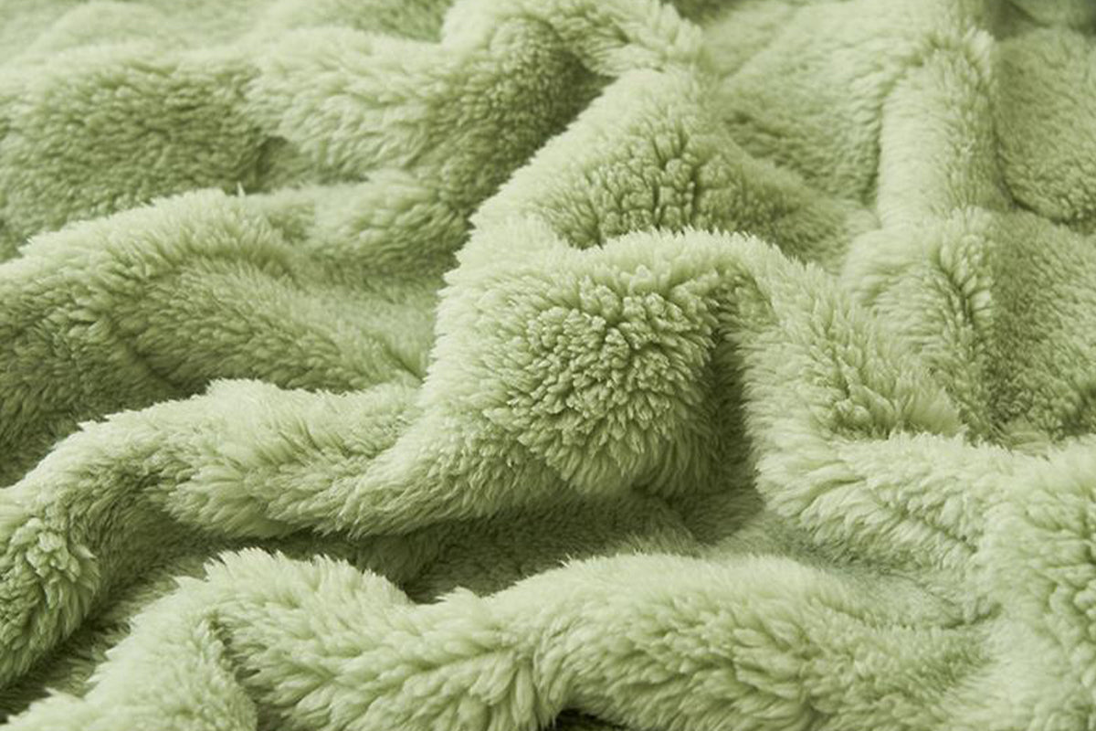 Soft Fleece Throw Blanket Checkered Jacquard Throw Blanket for Couch Bed-Green