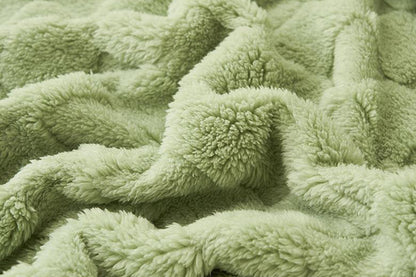 Soft Fleece Throw Blanket Checkered Jacquard Throw Blanket for Couch Bed-Green