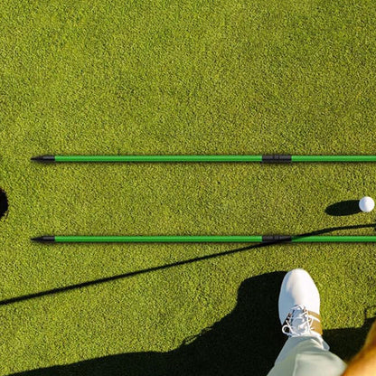 Collapsible 3-Section Golf Alignment Stick Golf Training Aid for Aiming Putting Swing Trainer Green