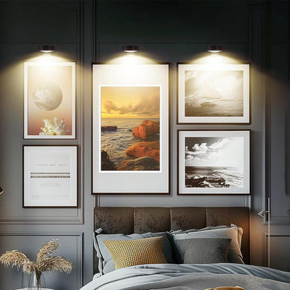 3Pcs Wireless RGB Picture Light Rechargeable LED Art Display Light for Picture Frame Paintings Black