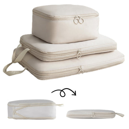 6Pcs Set Packing Cubes for Suitcases Travel Luggage Organizers Clothing Sorting Bags Beige