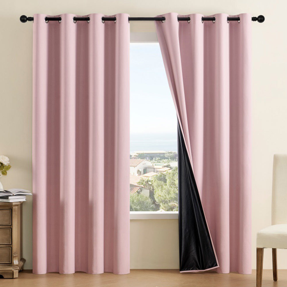 100% Blackout Curtain Panel with Black Liner â€?Heat & Light Blocking Pink