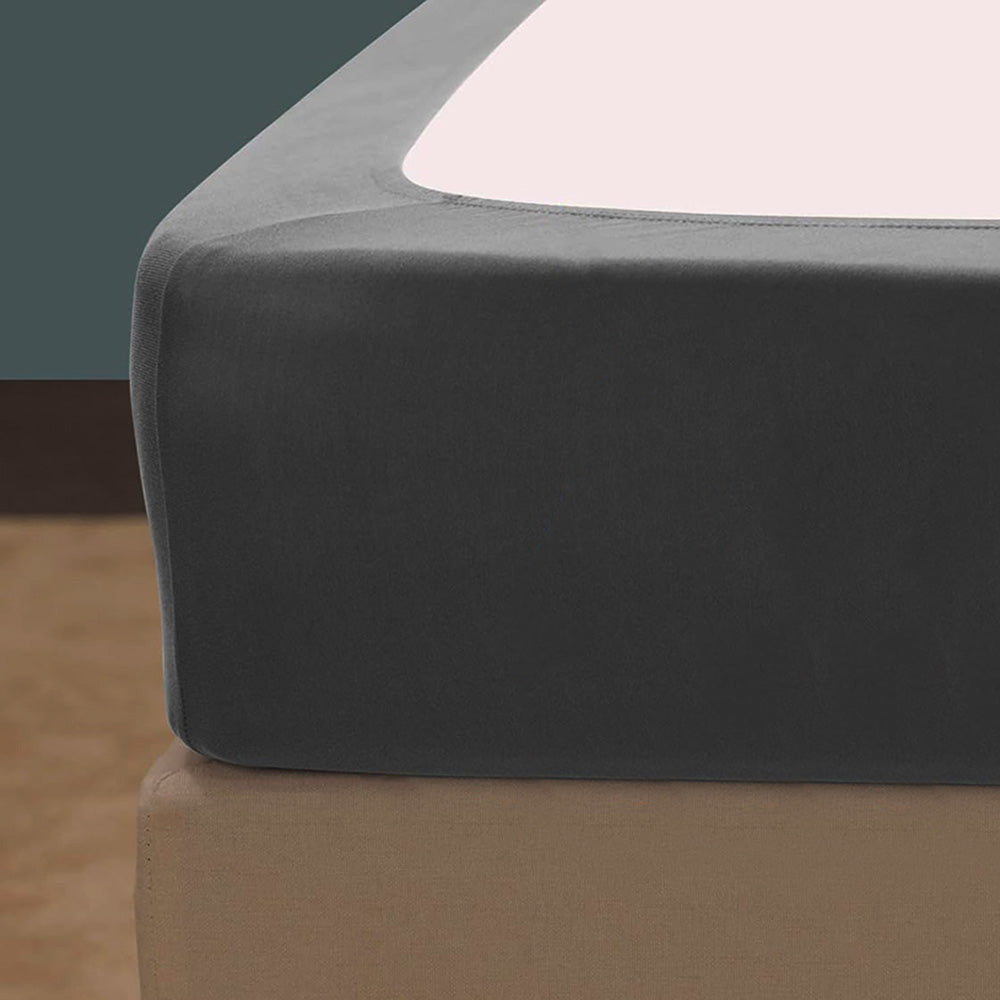 Elastic Box Spring Cover Stretchy Wrap Around 4 Sides Bed Skirt for Hotel Home -Grey