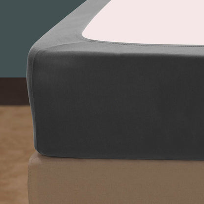 Elastic Box Spring Cover Stretchy Wrap Around 4 Sides Bed Skirt for Hotel Home -Grey
