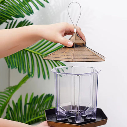 Outdoor Hanging Bird Feeder Gazebo Shape Seed Container Bronze