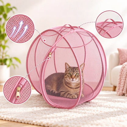 Cat Hamster Ball for Outside Rolling Cat Enclosure Pop Up Playpen - Pink