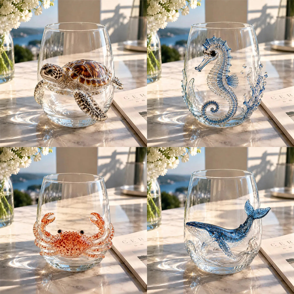 5 Piece 3D Ocean Animal Glass 350ml Borosilicate Wine Glass