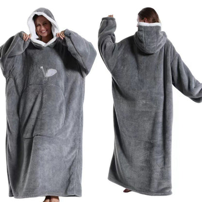 Unisex Hoodie Blanket Oversized Wearable Throw Blanket Light Gray