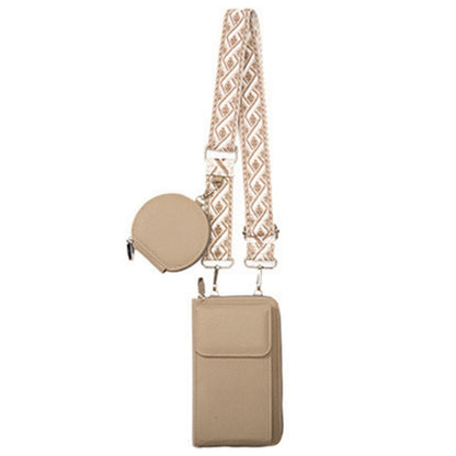 PU Leather Cell Phone Purse Women Small Crossbody Bags Cellphone Wallet Apricot