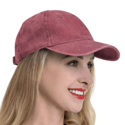 Casual Baseball Cap Adjustable Classic Sport Cap Solid Golf Dad Hat Wine Red