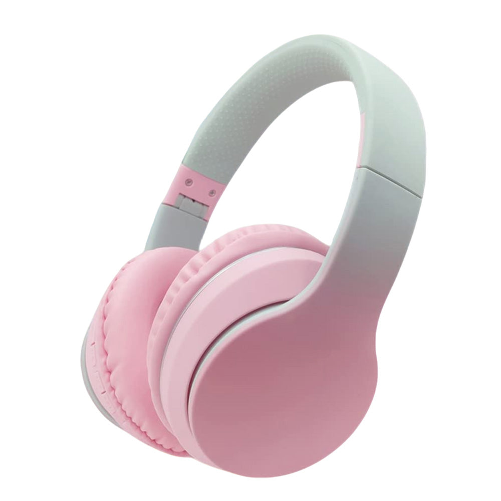 Foldable Kids Wireless Headphones Over Ear Bluetooth Headset with Mic Function Pink