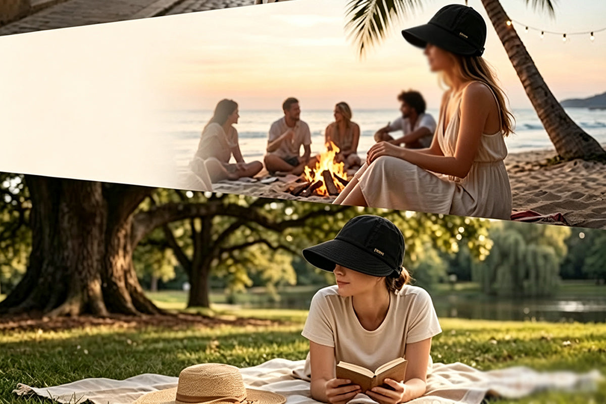 Wide Brim Quick Dry Foldable Sun Hat - Black