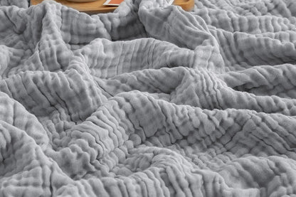 Cotton Muslin Blanket Breathable Soft Muslin Throw Blanket for Adults -Light Grey