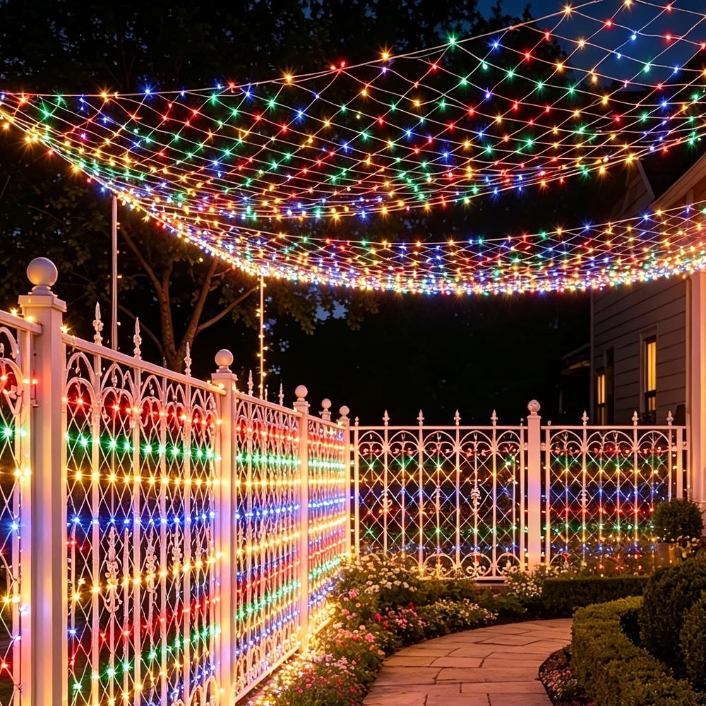 Solar Outdoor Mesh Lights Bush Lights 8 Modes Christmas Net Light - Colorful