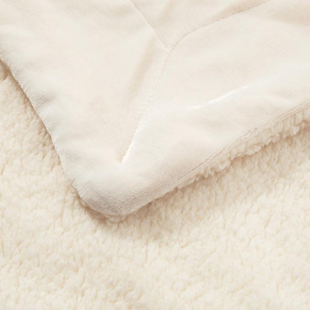 Soft Double-Sided Throw Blanket  Fuzzy Warm Reversible Blanket for Couch Bed Sofa Beige