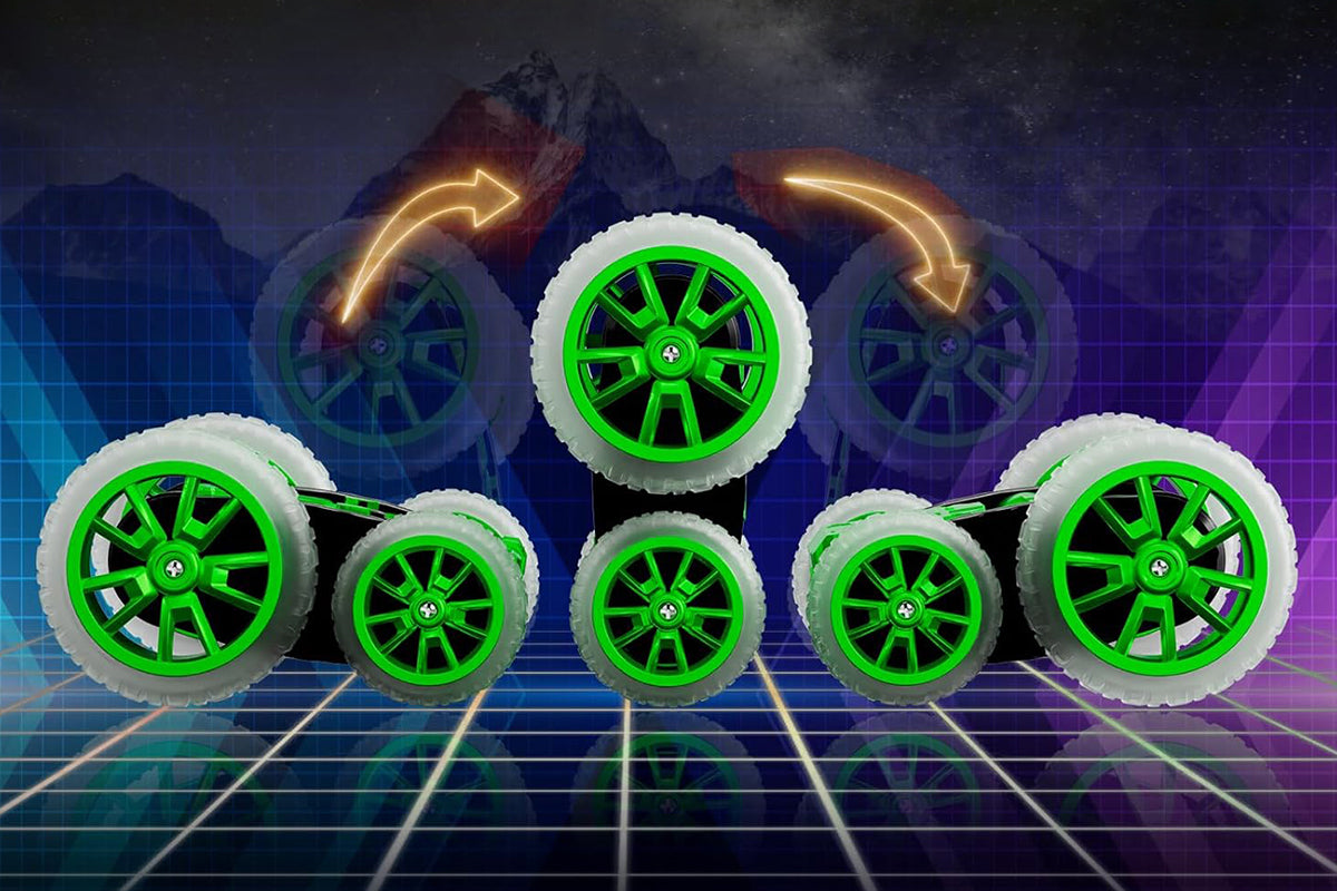 Remote Control Car 360 Degree Rotating RC Cars with Cool Spray 2.4Ghz Double Sided RC Stunt Car with Cool Lights-Green