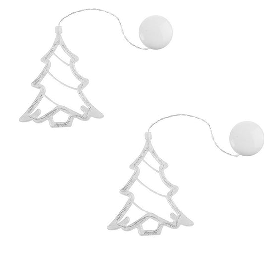 2PCS Christmas String Lights Hanging Window Indoor Outdoor Lights with Suction Cup for Xmas Party Decoration -Christmas tree