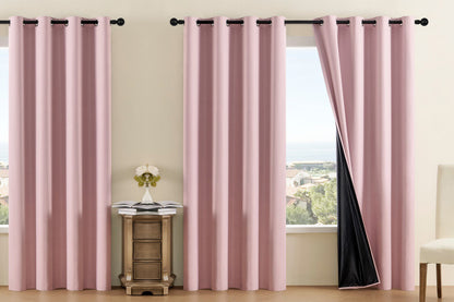 2 Pieces 100 Percent Blackout Curtain Panel - Pink