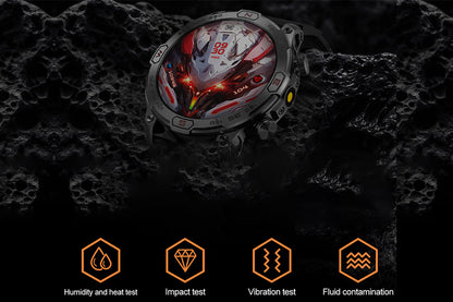 Smart Watch 1.43-Inch Fitness Watch with All Day Heart Rate Sleep Monitor Blood Oxygen Flashlight AI Voice Activity Tracker-Orange camouflage
