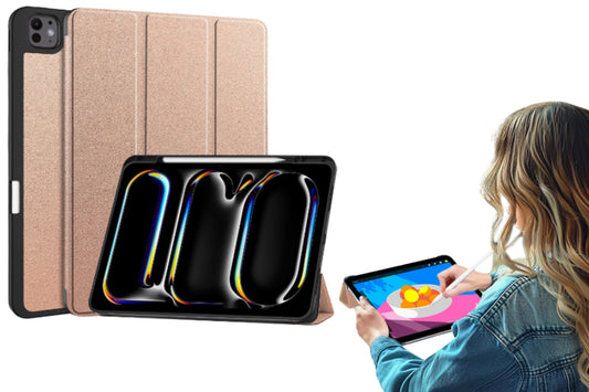 Shockproof Slim Protective Cover For iPad Pro 13 Inch With Pencil Holder-Rose Gold