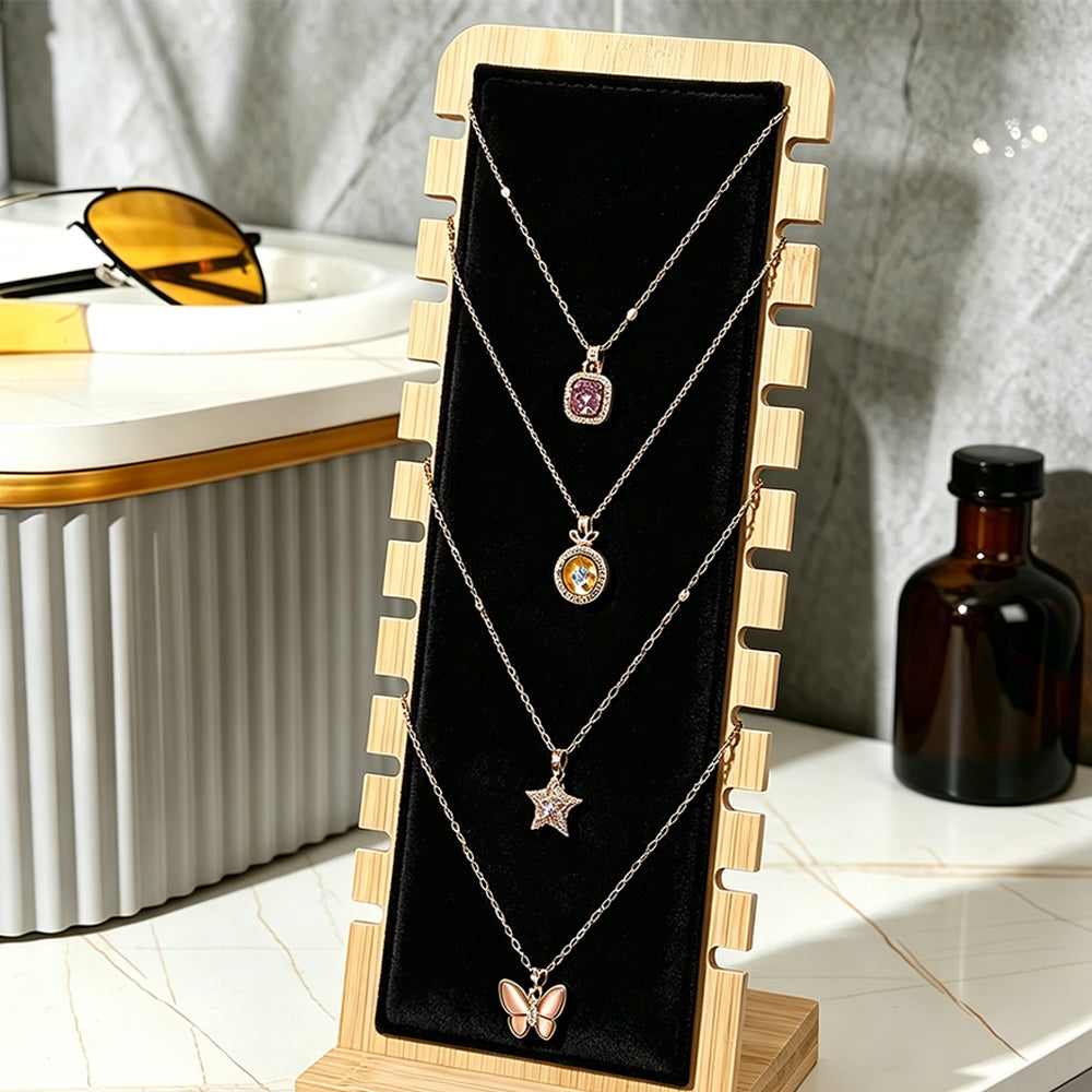 Bamboo Necklace Display Stand for Vendor- Black