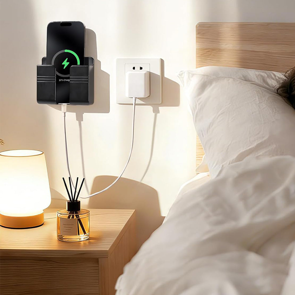 2 Pack Wall Mount Phone Holder with Peel and Stick -Black