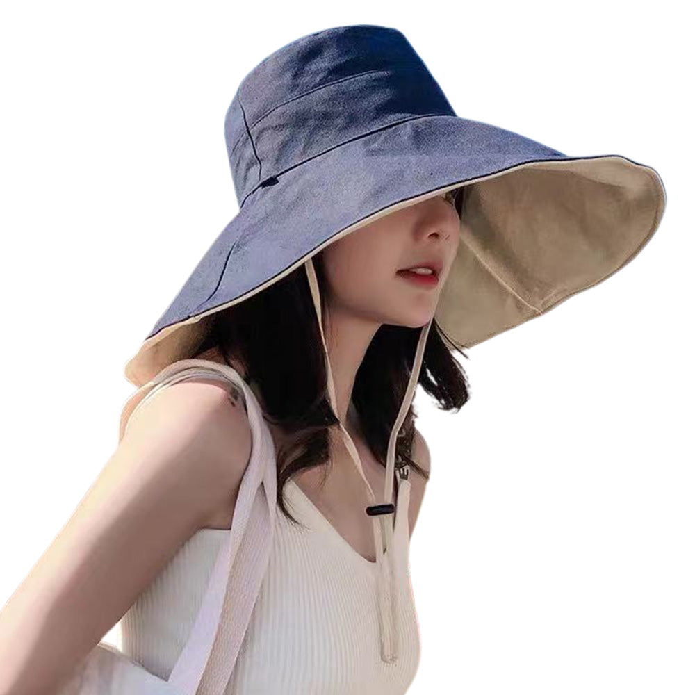 Reversible Bucket Hat Sun Hats with Wide Brim for Outdoor Camping Hiking  Navy