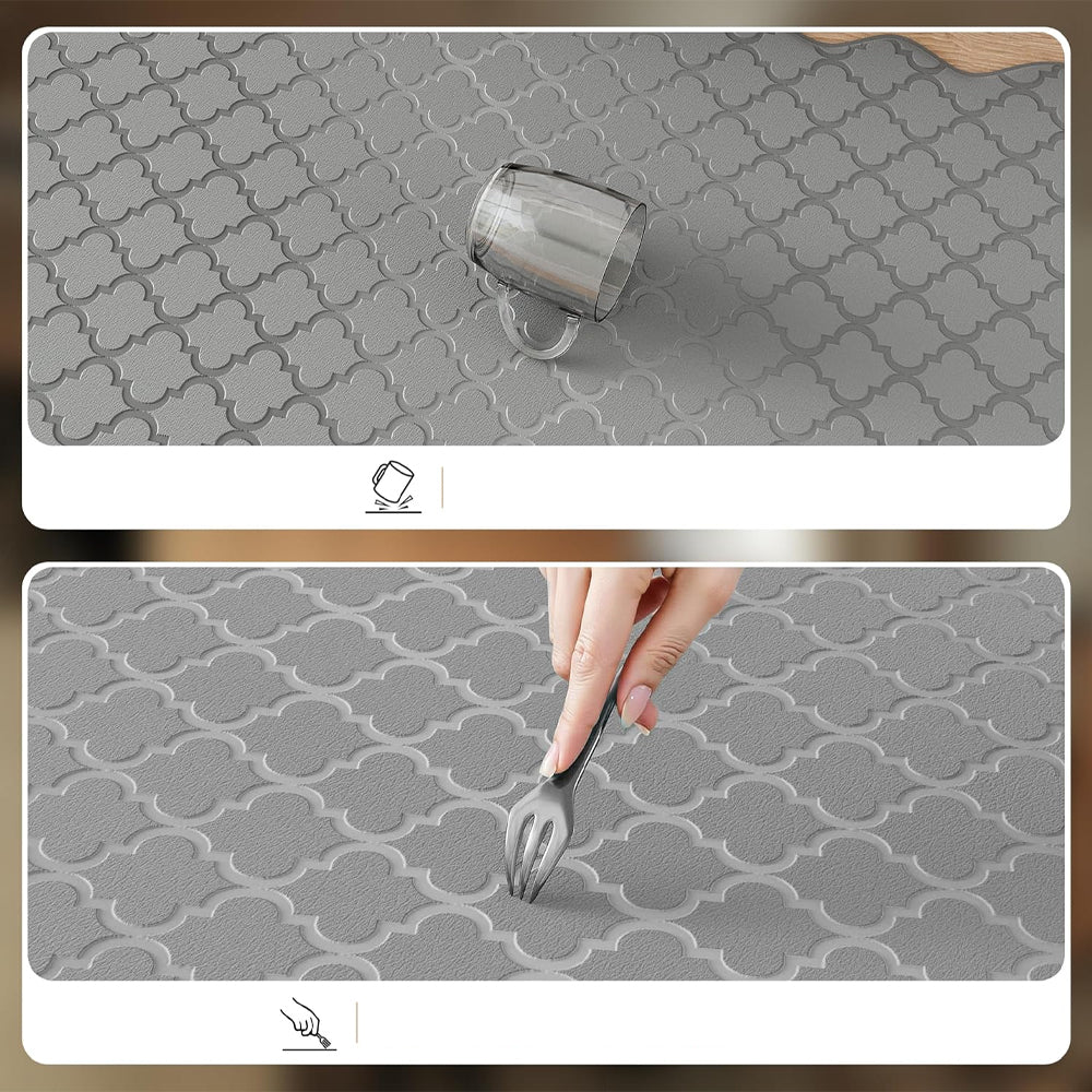 2Pcs PVC Kitchen Mat Set-Grey
