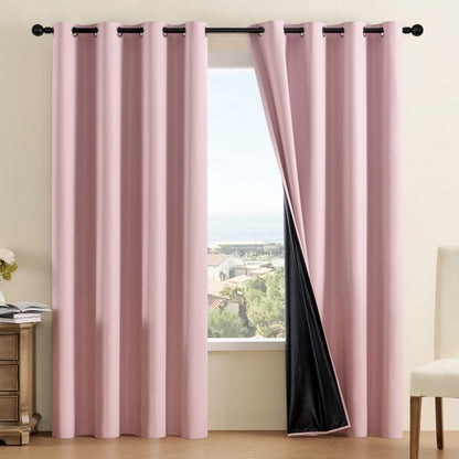 100% Blackout Curtain Panel with Black Liner ââ‚?Heat & Light Blocking Pink
