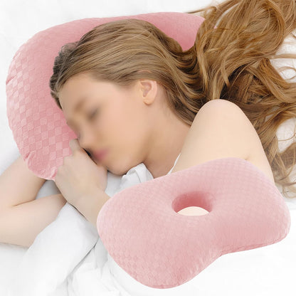 Ear Pillow for Side Sleepers with Hole-Pink