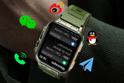 Military Smart Watch 1.95-Inch Fitness Tracker with Heart Rate Sleep Monitor 100 Sports Modes Activity Tracker-Green