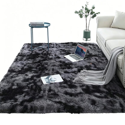 Plush Area Rug Soft Fluffy Carpet for Bedroom Living Room Dorm Room-Black