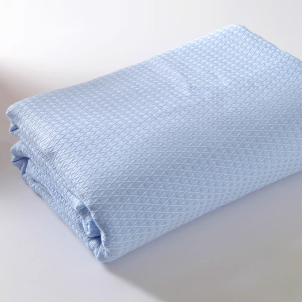 Breathable Summer Blanket Waffle Throw Blanket Air Conditioning Blanket Light Blue
