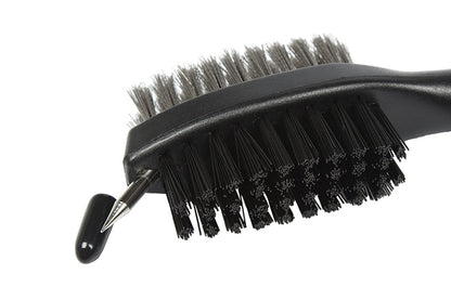 Dual Sided Golf Club Groove Cleaner Brush Tool with Retractable Carabiner -Grey