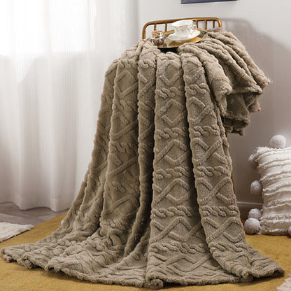 Flannel Throw Blanket Soft Fuzzy Cozy Warm Blanket Air-conditional Blanket Coffee