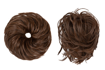 2Pcs 20CM High-Temperature Fiber Natural Messy Bun Scrunchy Thick Messy Bun Hair Piece-Light Brown