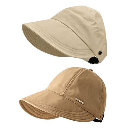 Wide Brim Quick Dry Foldable Sun Hat with Ponytail Opening - Khaki