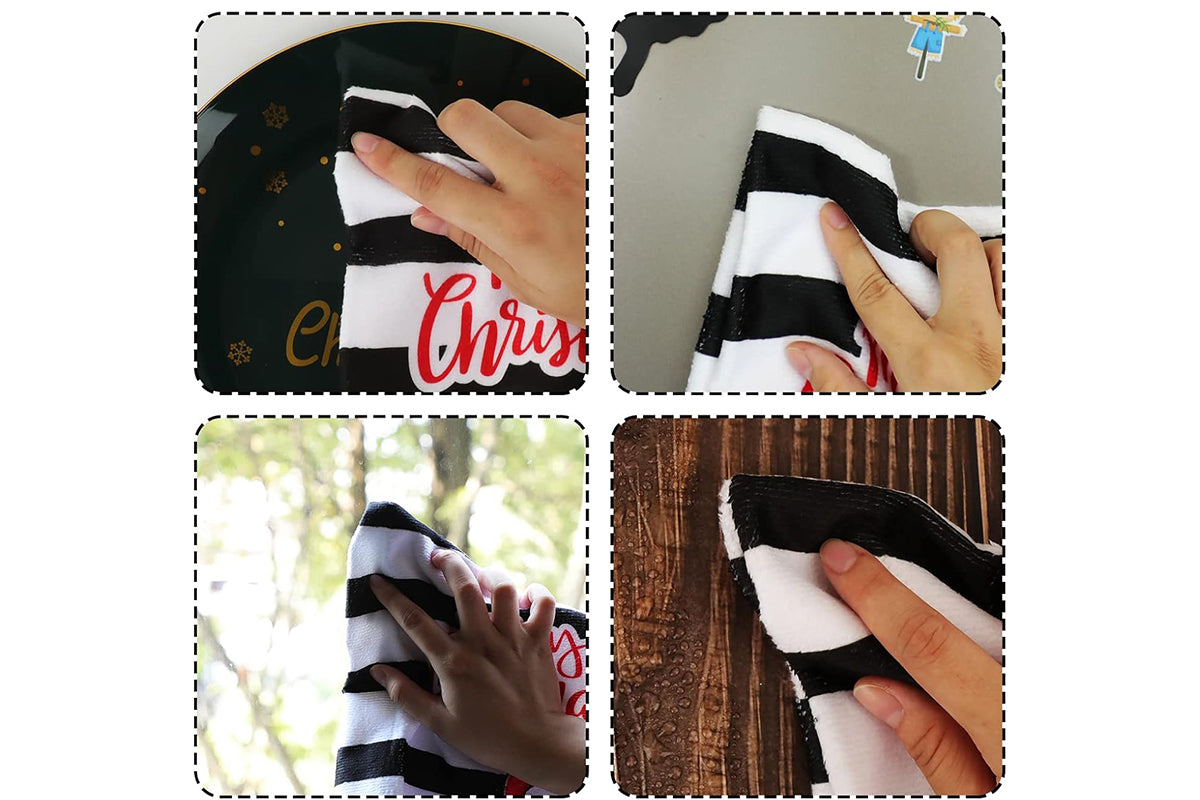 4Pcs Set Christmas Kitchen Towels Grinch Hand Inspirited Towel Merry Christmas Decorative Xmas Absorbent Dish Towels-Style 4